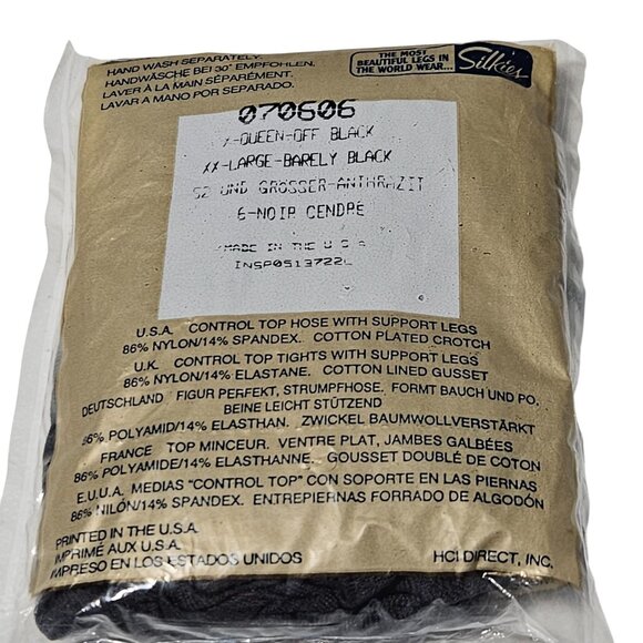 Silkies Control Top Queen Off Black Size XX-Large Pantyhose Nylons Stockings - Picture 2 of 3